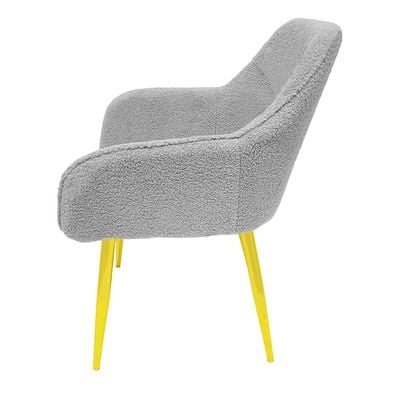 Maple Home Dining Chair Boucle Fabric Rounded Armrest Backrest Golden Metal Legs Lamb Wool Padded Seat Living Kitchen Office Restaurants Furniture