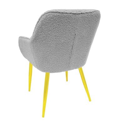 Maple Home Dining Chair Boucle Fabric Rounded Armrest Backrest Golden Metal Legs Lamb Wool Padded Seat Living Kitchen Office Restaurants Furniture