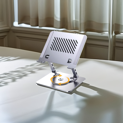 Foldable & Portable Laptop Stand with 360° Rotating Base, Ergonomic Riser for Collaborative Work  