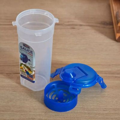 LocknLock 690ml Round Sauce Mixer Bottle with Drainer Grate - Airtight, BPA-Free, Microwave, Freezer, and Dishwasher Safe