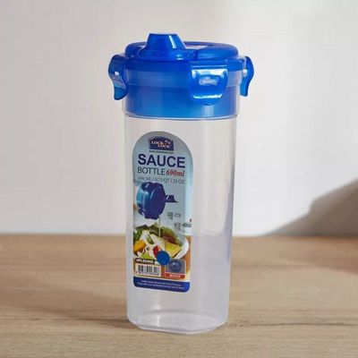 LocknLock 690ml Round Sauce Mixer Bottle with Drainer Grate - Airtight, BPA-Free, Microwave, Freezer, and Dishwasher Safe