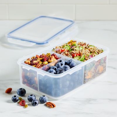 LocknLock 1L Rectangular  Airtight Food Storage with Divider  - BPA-Free, Microwave, Freezer, and Dishwasher Safe