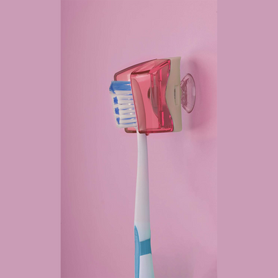 Flipper Toothbrush Holder Case with Suction Cup, 2 Pcs (Floral Pink/Mountain Green) Wall Toothbrush Holder with Cover Case for Kids- FLR-BS-PN-GN