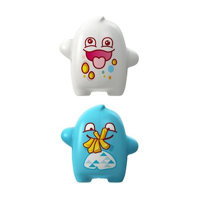 Flipper Toothbrush Holder Case with Suction Cup, 2 Pcs (CLUMPSY & GLUTTON) Wall Toothbrush Holder with Cover Case for Kids- FLR-ON-CMY