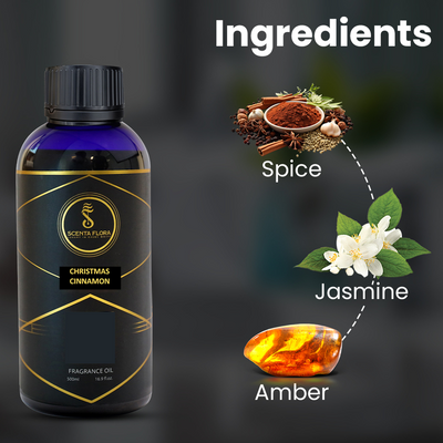 CHRISTMAS CINNAMON - Aroma Oil for Scent Diffusers Aromatherapy 500ml | A Vibrant Blend of Spicy, Floral, and Woody Notes | Aroma Oil for a Refreshing Atmosphere