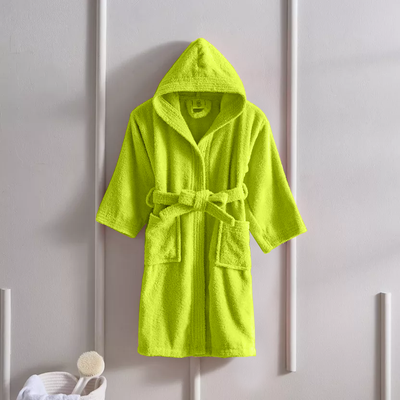 BYFT Daffodil (Green) 6 Year Kids Hooded Bathrobe (108x104 Cm) Terry Cotton - 400 Gsm 