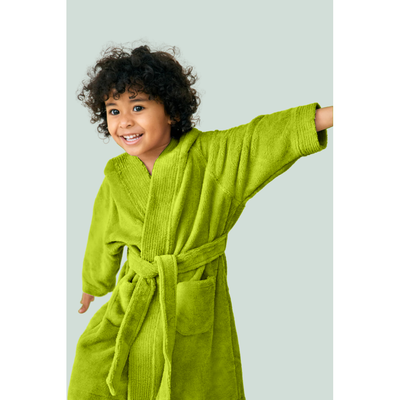 BYFT Daffodil (Green) 6 Year Kids Hooded Bathrobe (108x104 Cm) Terry Cotton - 400 Gsm 