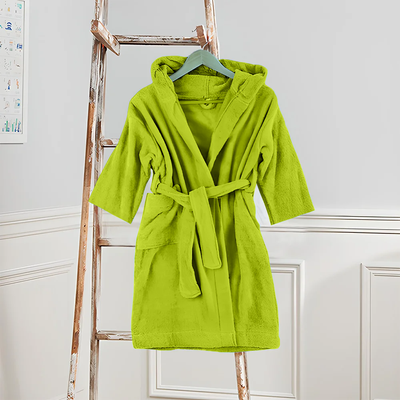 BYFT Daffodil (Green) 6 Year Kids Hooded Bathrobe (108x104 Cm) Terry Cotton - 400 Gsm 