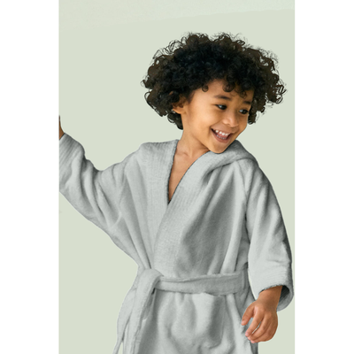 BYFT Daffodil (Grey) 6 Years Kids Hooded Bathrobe (108x104 Cm) Terry Cotton - 400 Gsm