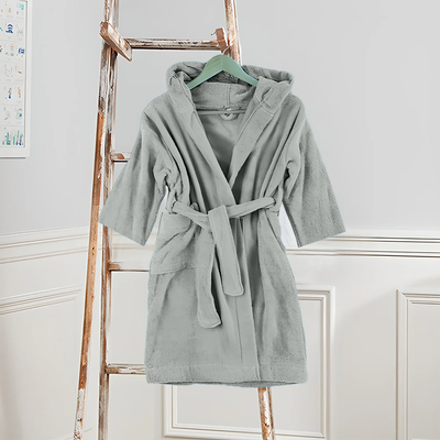 BYFT Daffodil (Grey) 6 Years Kids Hooded Bathrobe (108x104 Cm) Terry Cotton - 400 Gsm