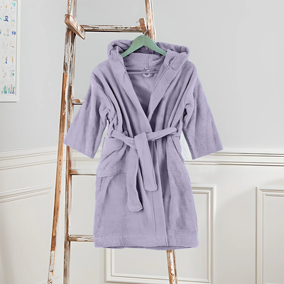 BYFT Daffodil (Lilac) 6 Year Kids Hooded Bathrobe (108x104 Cm) Terry Cotton - 400 Gsm