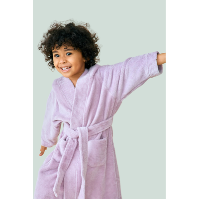 BYFT Daffodil (Lilac) 6 Year Kids Hooded Bathrobe (108x104 Cm) Terry Cotton - 400 Gsm