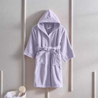 BYFT Daffodil (Lilac) 6 Year Kids Hooded Bathrobe (108x104 Cm) Terry Cotton - 400 Gsm