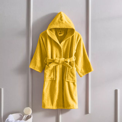 BYFT Daffodil (Yellow) 6 Year Kids Hooded Bathrobe (108x104 Cm) Terry Cotton - 400 Gsm