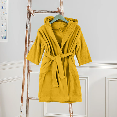 BYFT Daffodil (Yellow) 6 Year Kids Hooded Bathrobe (108x104 Cm) Terry Cotton - 400 Gsm