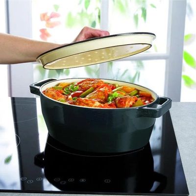 Pyrex Slow Cook 33cm Oval Casserole Gray - Durable, Enamel Finish, Induction Compatible