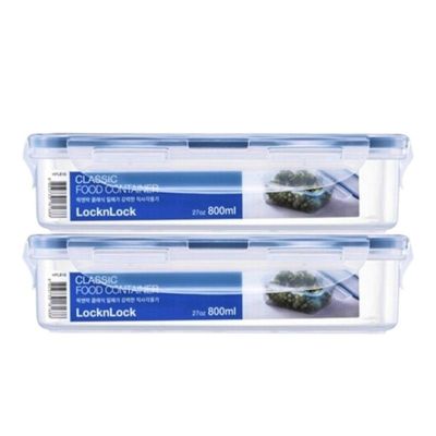 LocknLock Classic Airtight Rectangular Containers 800ml Set of 2 - BPA-Free, Microwave & Freezer Safe