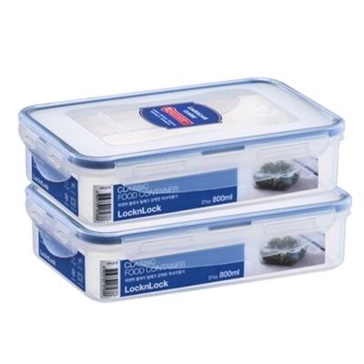 LocknLock Classic Airtight Rectangular Containers 800ml Set of 2 - BPA-Free, Microwave & Freezer Safe
