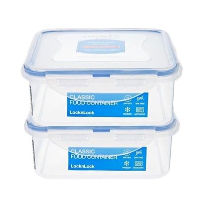 LocknLock Classic Airtight Squared Containers 870ml Set of 2 - BPA-Free, Microwave & Freezer Safe