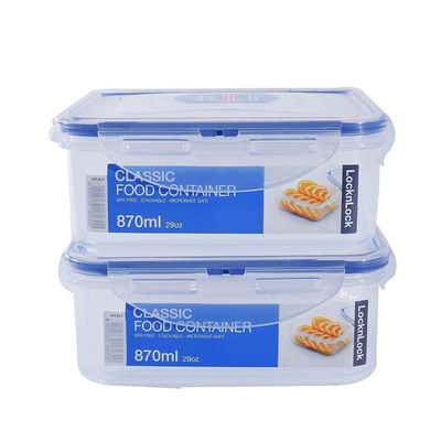 LocknLock Classic Airtight Squared Containers 870ml Set of 2 - BPA-Free, Microwave & Freezer Safe