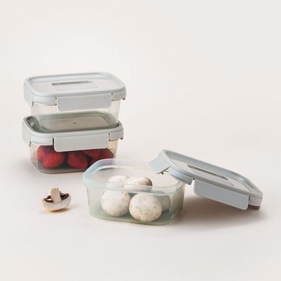 LocknLock Nestopia Set of 3 Airtight Containers (500ml) - Microwave & Freezer Safe, Made in Vietnam