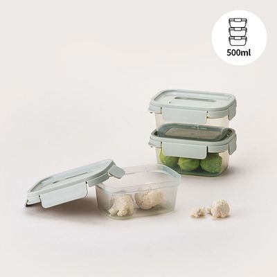 LocknLock Nestopia Set of 3 Airtight Containers (500ml) - Microwave & Freezer Safe, Made in Vietnam