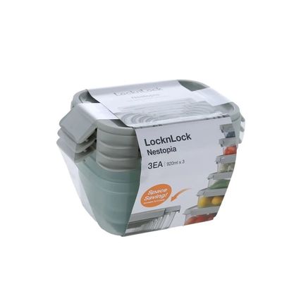 LocknLock Nestopia Set of 3 Airtight Containers (920ml) - Microwave & Freezer Safe, Made in Vietnam