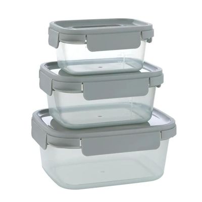 LocknLock Nestopia Set of 3 Airtight Containers (500ml+920ml+1.6L) - Microwave & Freezer Safe, Made in Vietnam