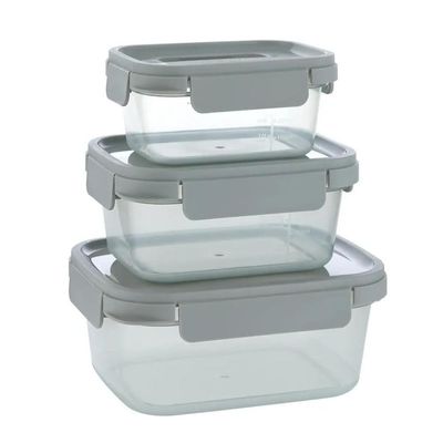 LocknLock Nestopia Set of 3 Airtight Containers (500ml+920ml+1.6L) - Microwave & Freezer Safe, Made in Vietnam