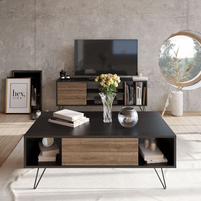 Mistico Coffee Table 120 cm with A Cabinet and Shelves 