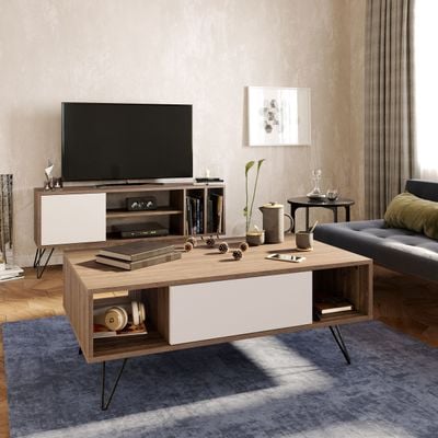 Mistico Coffee Table 120 cm with A Cabinet and Shelves 