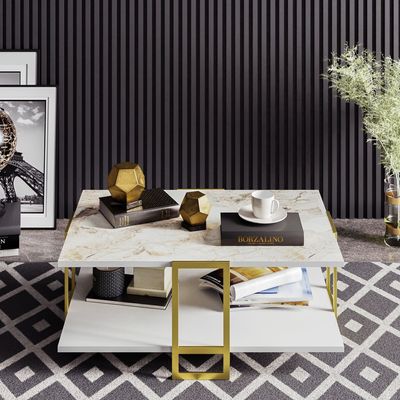 Polka Metal Legs Coffee Table 90 cm | Living Room Table