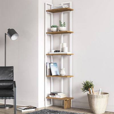 Alice 180 tall Metal Frame Manufactured Wood Corner Bookcase | Bookshelf, Storage Rack