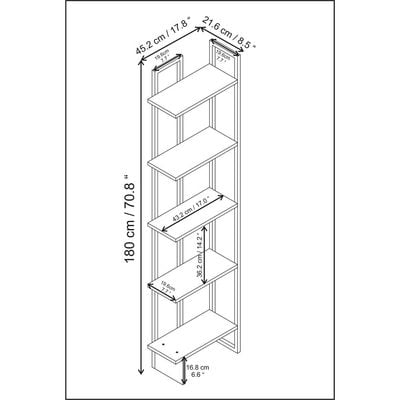 Alice 180 tall Metal Frame Manufactured Wood Corner Bookcase | Bookshelf, Storage Rack