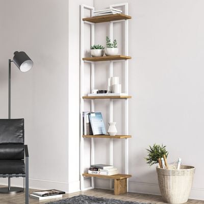 Alice 180 tall Metal Frame Manufactured Wood Corner Bookcase | Bookshelf, Storage Rack