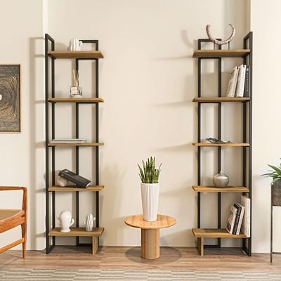 Alice 180 tall Metal Frame Manufactured Wood Corner Bookcase | Bookshelf, Storage Rack