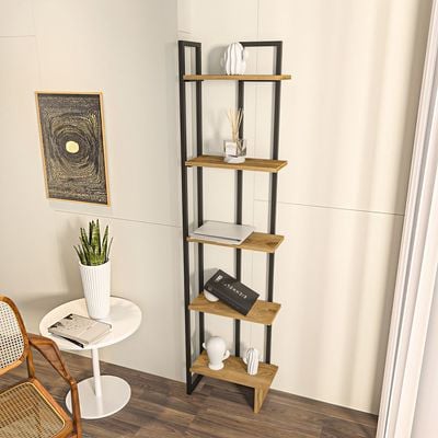 Alice 180 tall Metal Frame Manufactured Wood Corner Bookcase | Bookshelf, Storage Rack