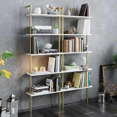 Paula 174 cm tall Metal Frame Manufactured Wood Accent Ladder Bookcase | Bookshelf, Storage Rack