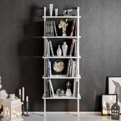 Piante 174 cm tall Metal Frame Manufactured Wood Accent Ladder Bookcase | Bookshelf, Storage Rack