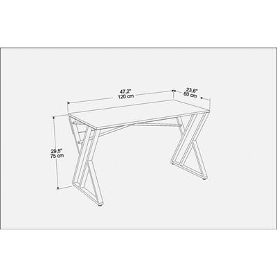 Gyza Computer Desk with Crossbar Metal Frame 120 cm | Work Table