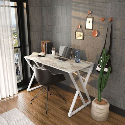 Gyza Computer Desk with Crossbar Metal Frame 120 cm | Work Table
