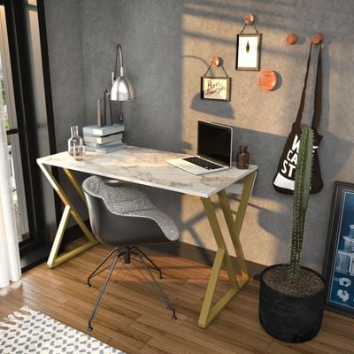 Gyza Computer Desk with Crossbar Metal Frame 120 cm | Work Table