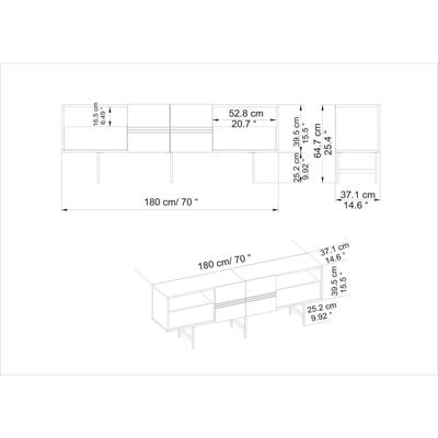 Derin 180 cm TV Unit / Side Table, Media Console for TVs up to 71"