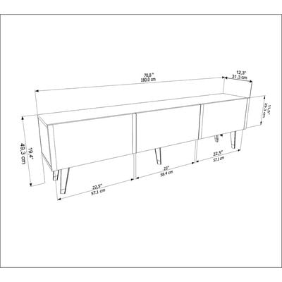 Milagro 180 cm TV Unit / Side Table, Console for TVs up to 71"