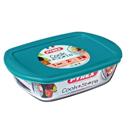 Pyrex Cook&Store 1.2L Rectangular Roaster with Lid for Versatile Cooking and Storing