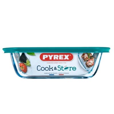 Pyrex Cook&Store 400ml Rectangular Roaster with Lid for Versatile Cooking and Storing