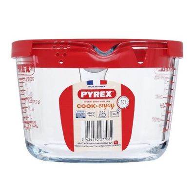 Pyrex Measuring Jug 1L with Red Lid - Durable & Versatile Kitchen Tool