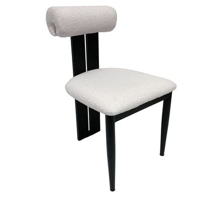 Maple Home Dining Chair Boucle Fabric Armless Backrest Head-pad Metal Legs Lamb Wool Padded Seat Living Kitchen Office Lounge Restaurants Furniture