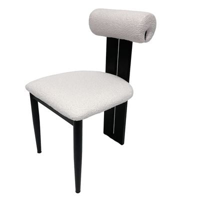 Maple Home Dining Chair Boucle Fabric Armless Backrest Head-pad Metal Legs Lamb Wool Padded Seat Living Kitchen Office Lounge Restaurants Furniture