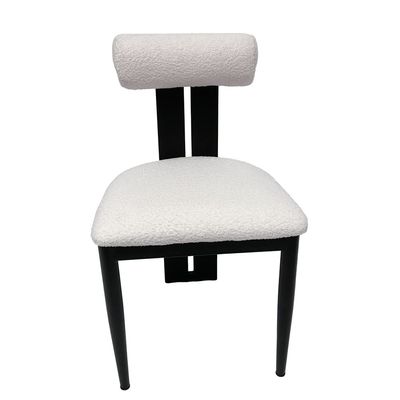 Maple Home Dining Chair Boucle Fabric Armless Backrest Head-pad Metal Legs Lamb Wool Padded Seat Living Kitchen Office Lounge Restaurants Furniture